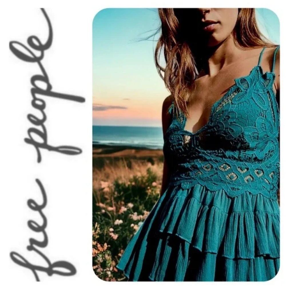 Free People Teal Adella Lace Ruffle Tiered Camisole CHOOSE COLOR